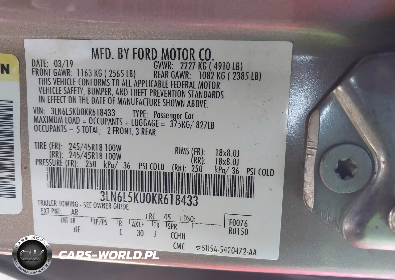 2019 Lincoln Mkz Hybrid Standard VIN:3LN6L5KU0KR618433 - 9