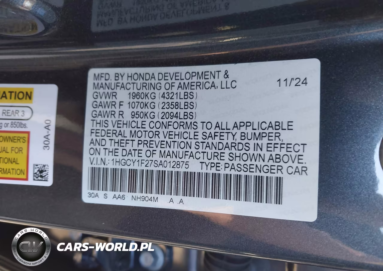 2025 Honda Accord Lx VIN:1HGCY1F27SA012875 - 9