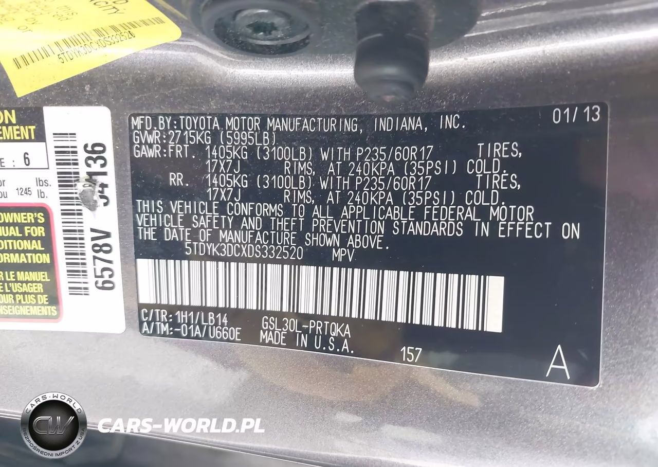 2013 Toyota Sienna Xle V6 8 Passenger VIN:5TDYK3DCXDS332520 - 9