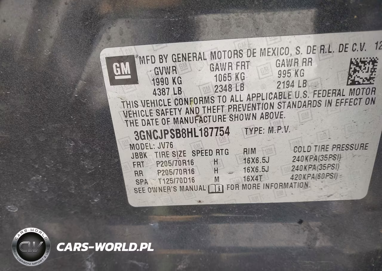 2017 Chevrolet Trax Lt VIN:3GNCJPSB8HL187754 - 9