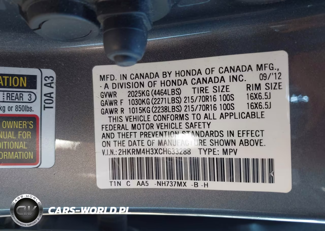 2012 Honda Cr-V Lx VIN:2HKRM4H3XCH633288 - 9