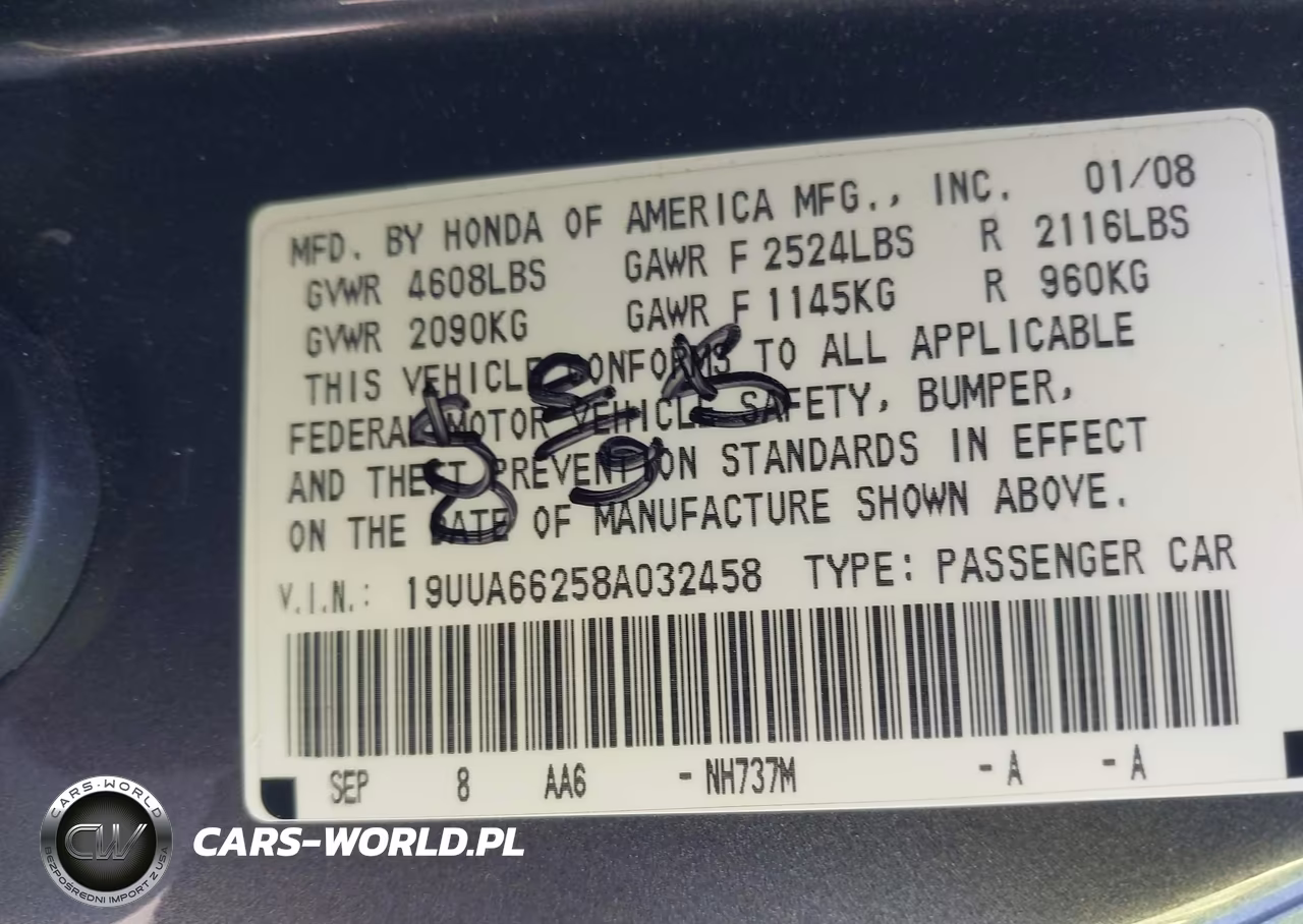 2008 Acura Tl 3.2 VIN:19UUA66258A032458 - 9