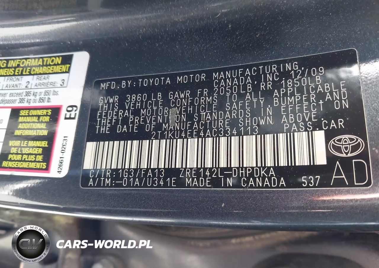 2010 Toyota Matrix VIN:2T1KU4EE4AC334113 - 9