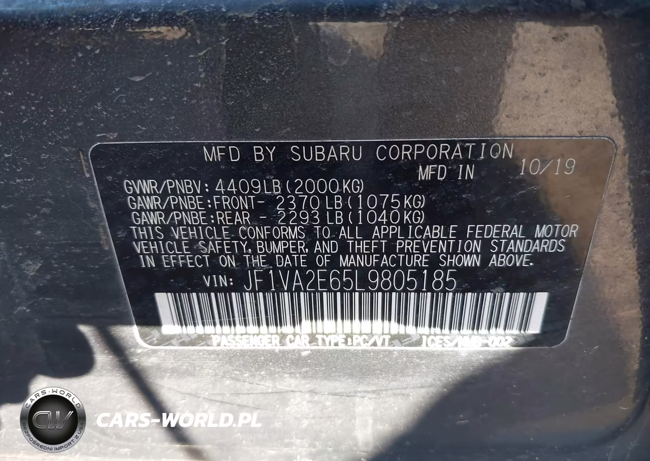 2020 Subaru Wrx Sti VIN:JF1VA2E65L9805185 - 9