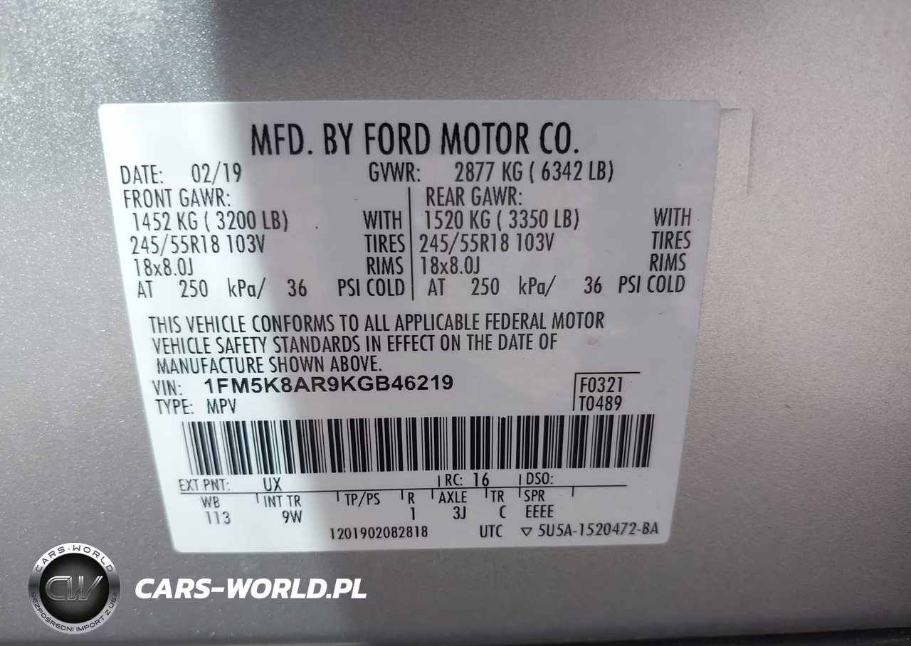 2019 Ford Explorer Police Interceptor VIN:1FM5K8AR9KGB46219 - 9