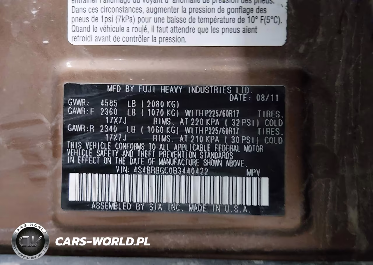 2011 Subaru Outback 2.5I Premium VIN:4S4BRBGC0B3440422 - 9