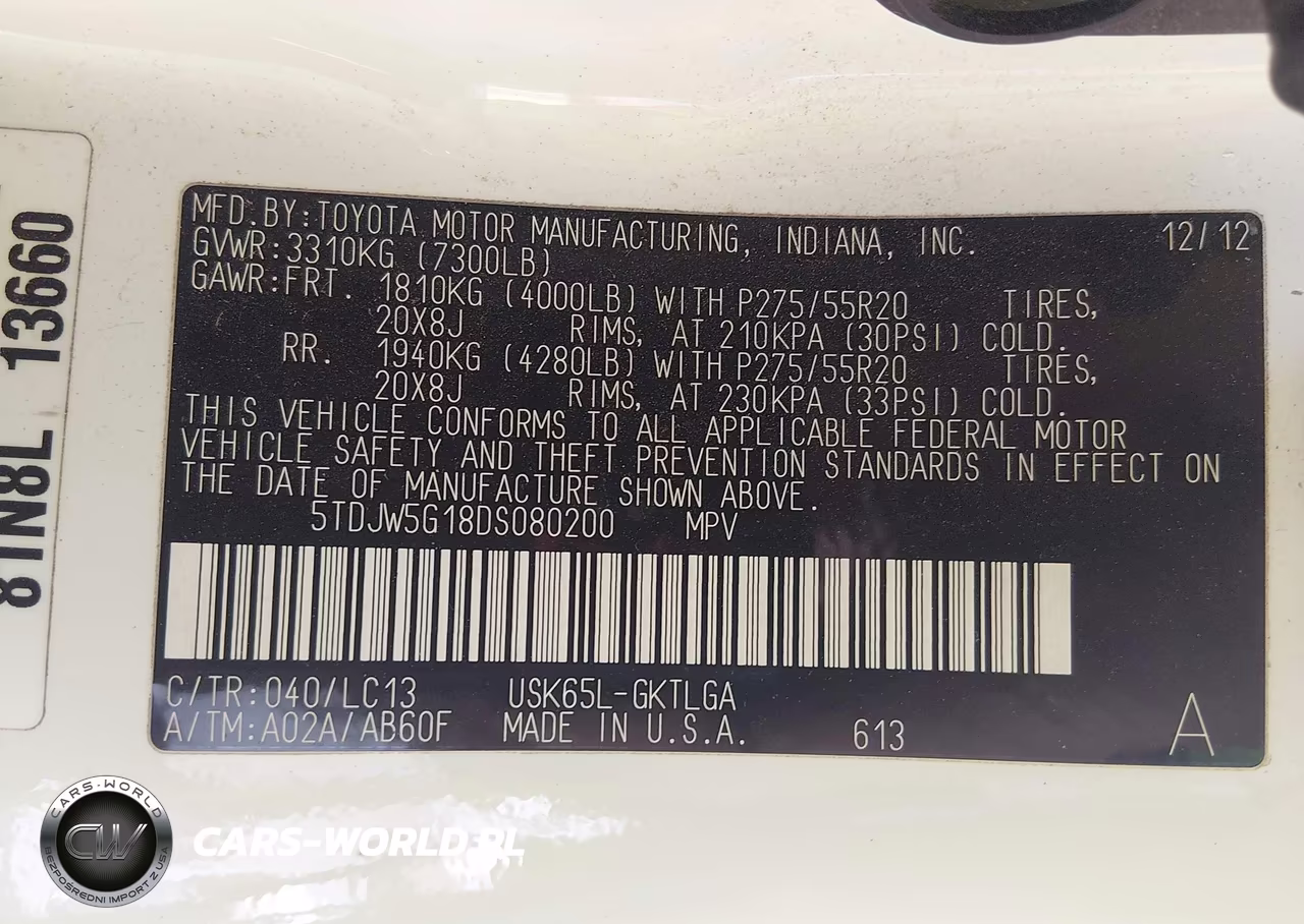 2013 Toyota Sequoia Limited 5.7L V8 VIN:5TDJW5G18DS080200 - 9