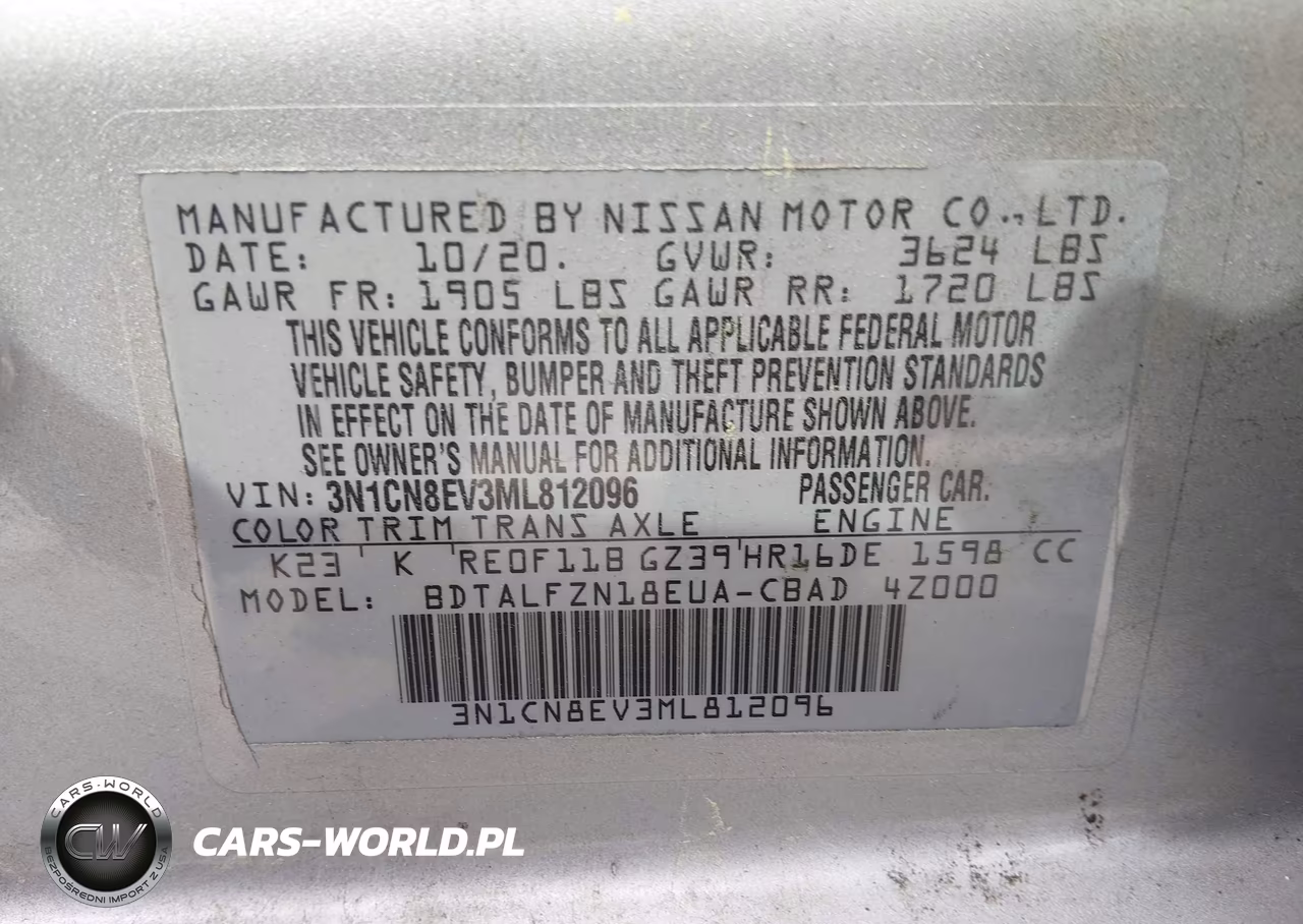 2021 Nissan Versa Sv Xtronic Cvt VIN:3N1CN8EV3ML812096 - 9