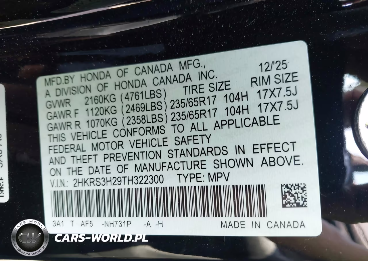 2026 Honda Cr-V Lx 2Wd VIN:2HKRS3H29TH322300 - 9