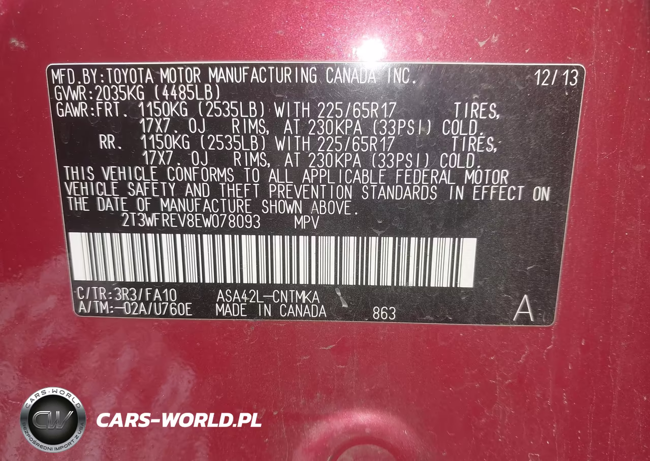 2014 Toyota Rav4 Xle VIN:2T3WFREV8EW078093 - 9