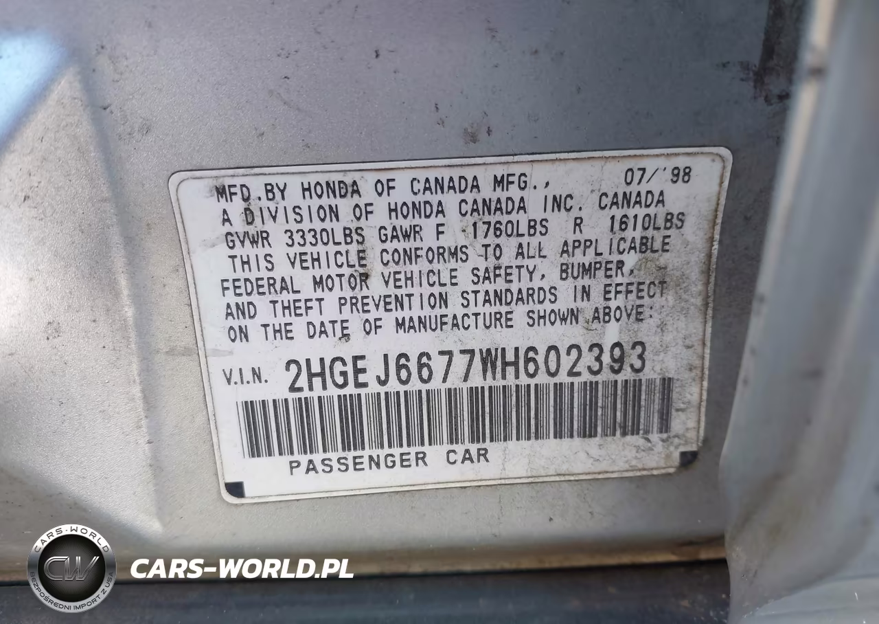 1998 Honda Civic Lx VIN:2HGEJ6677WH602393 - 9