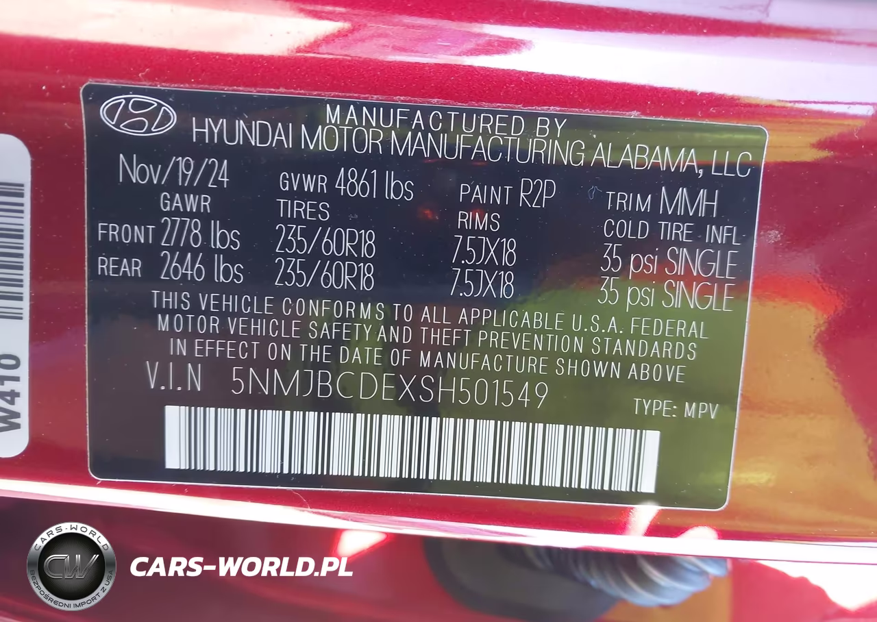 2025 Hyundai Tucson Sel VIN:5NMJBCDEXSH501549 - 9