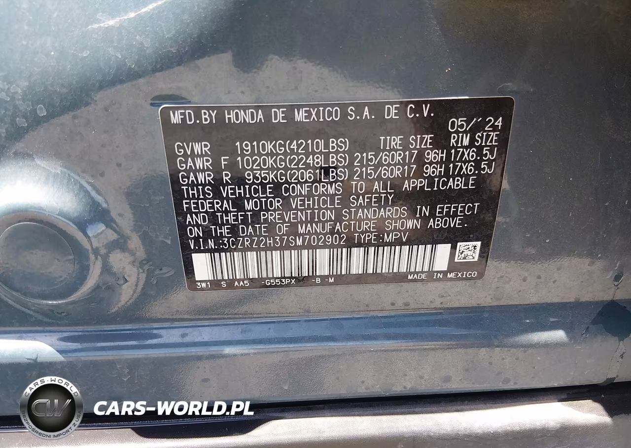 2025 Honda Hr-V Awd Lx VIN:3CZRZ2H37SM702902 - 9
