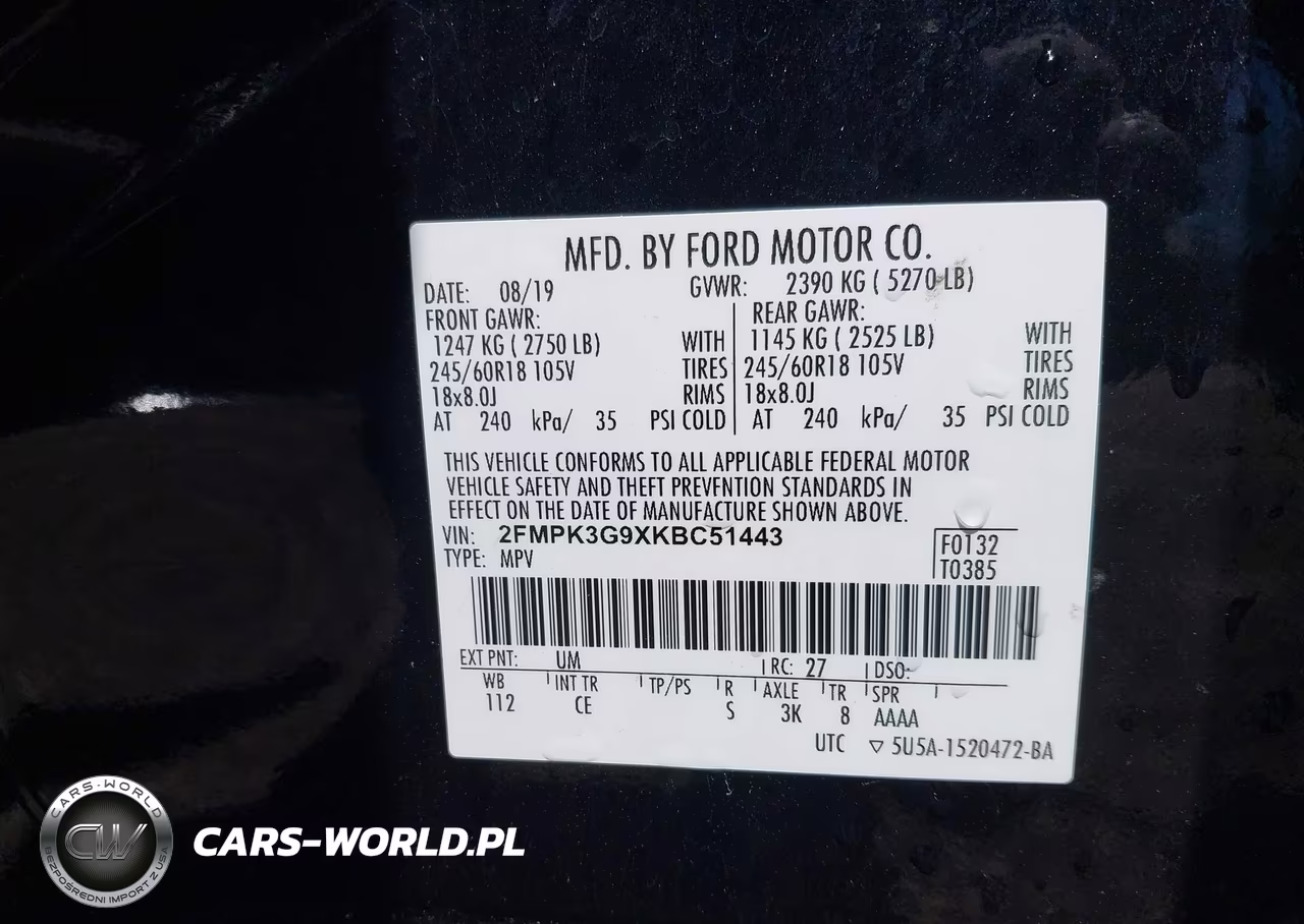 2019 Ford Edge Se VIN:2FMPK3G9XKBC51443 - 9
