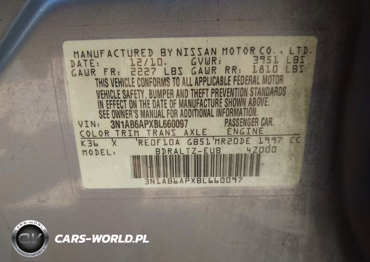 2011 Nissan Sentra 2.0S VIN:3N1AB6APXBL660097 - 9