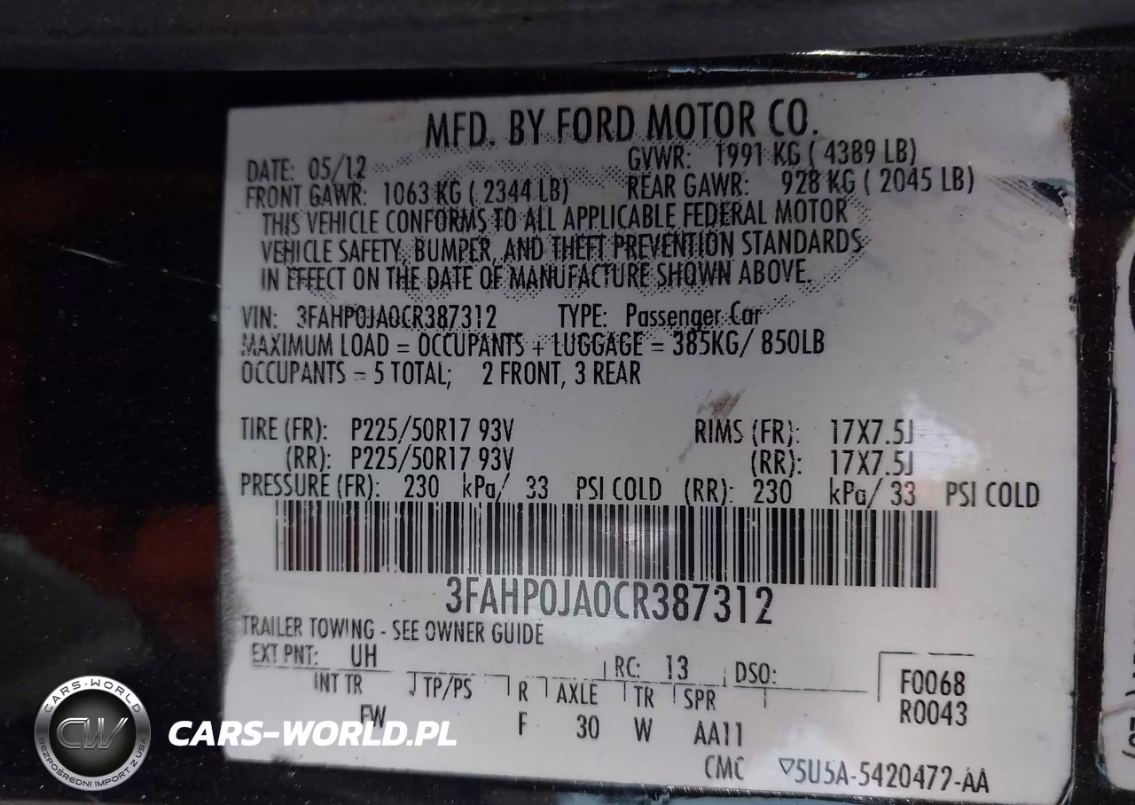 2012 Ford Fusion Sel VIN:3FAHP0JA0CR387312 - 9
