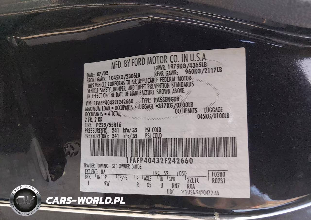 2002 Ford Mustang VIN:1FAFP40432F242660 - 9