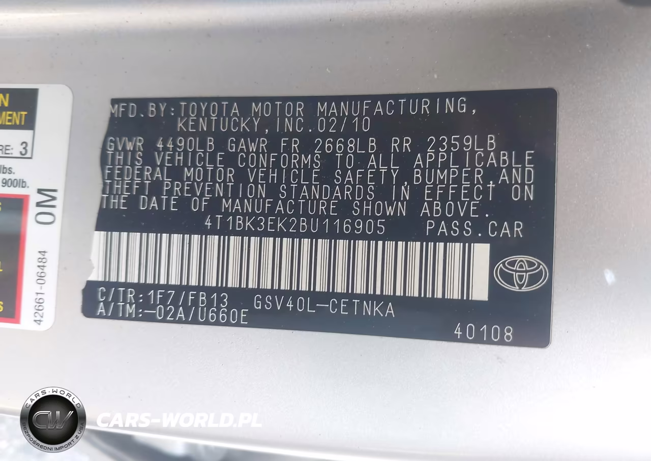 2011 Toyota Camry Le V6 VIN:4T1BK3EK2BU116905 - 9