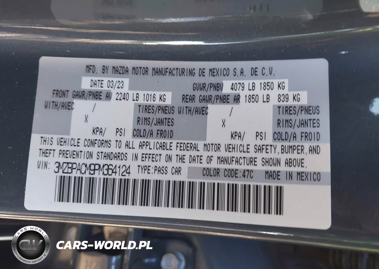 2023 Mazda Mazda3 2.5 S Carbon Edition VIN:3MZBPACM9PM364124 - 9