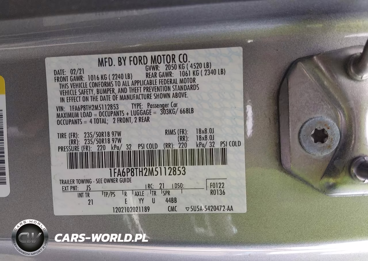 2021 Ford Mustang Ecoboost Fastback VIN:1FA6P8TH2M5112853 - 9