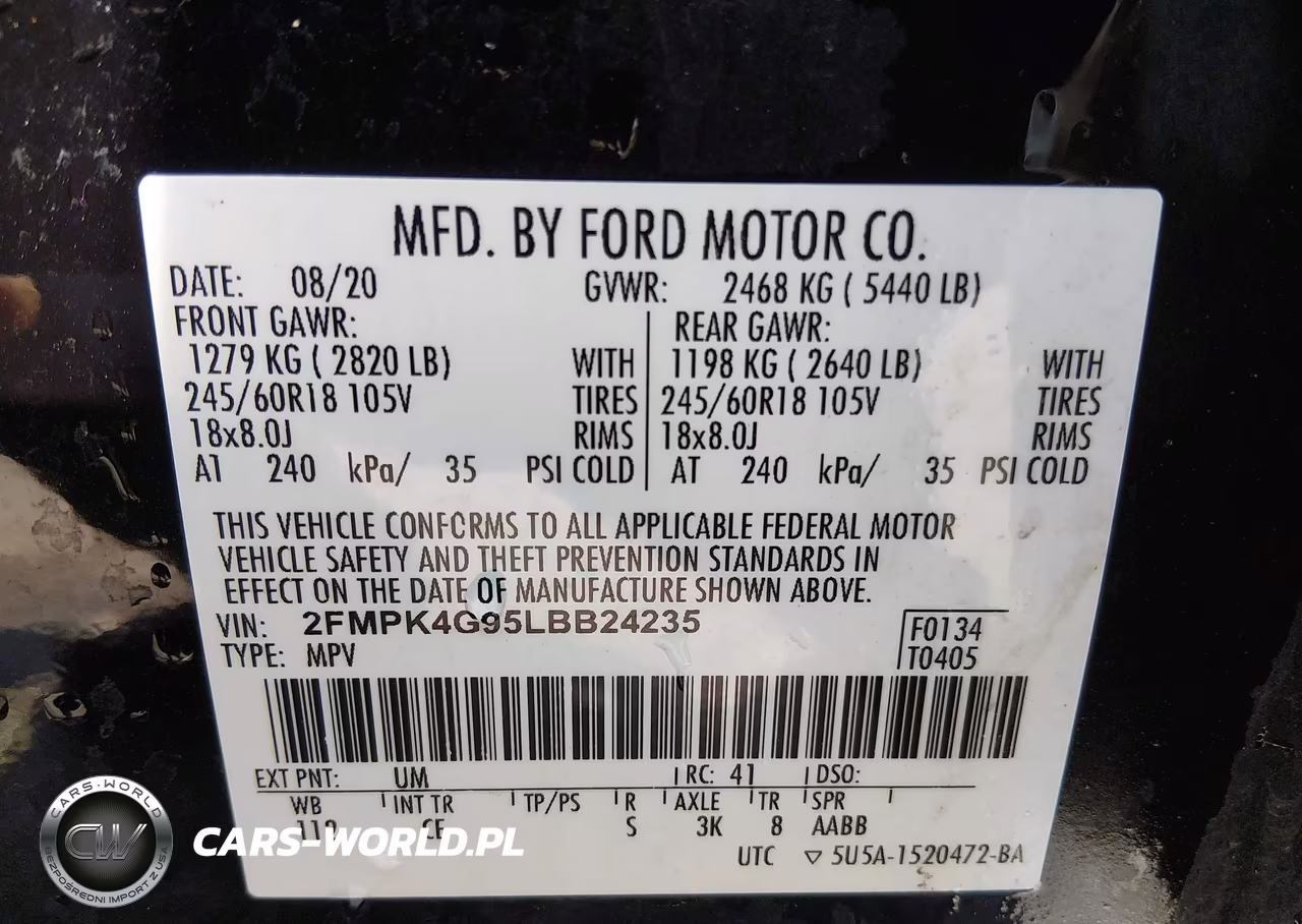 2020 Ford Edge Se VIN:2FMPK4G95LBB24235 - 9