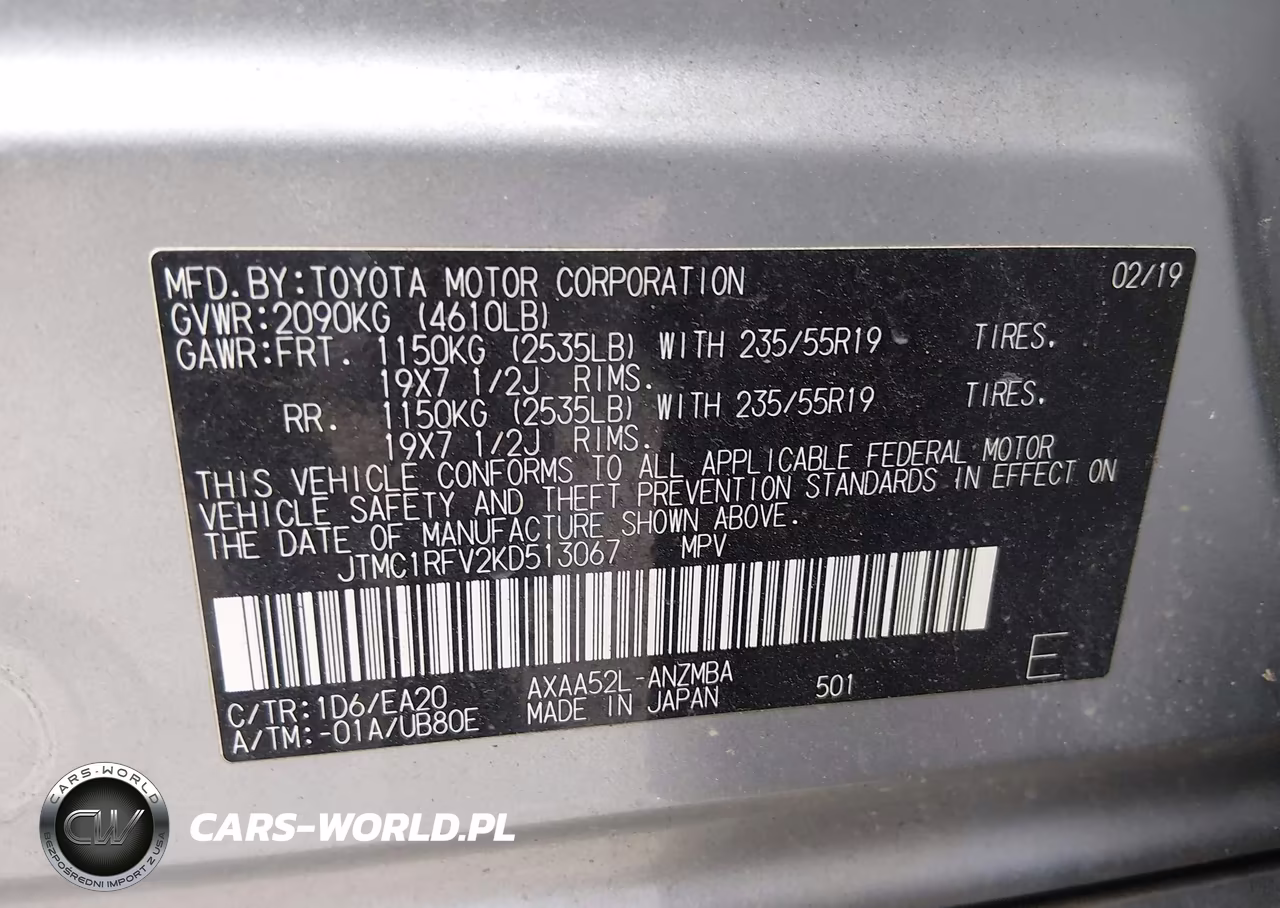 2019 Toyota Rav4 Xle Premium VIN:JTMC1RFV2KD513067 - 9