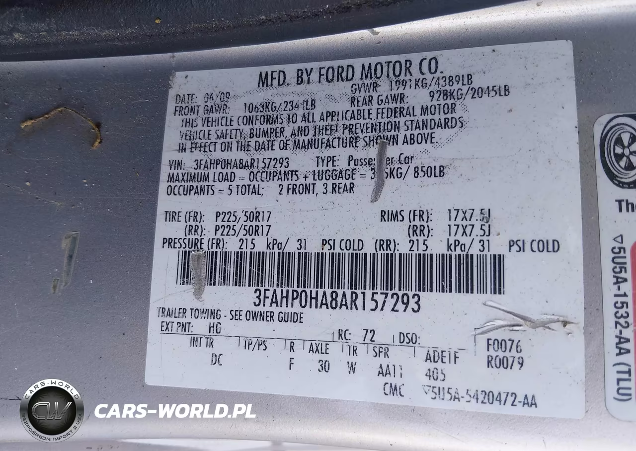 2010 Ford Fusion Se VIN:3FAHP0HA8AR157293 - 9