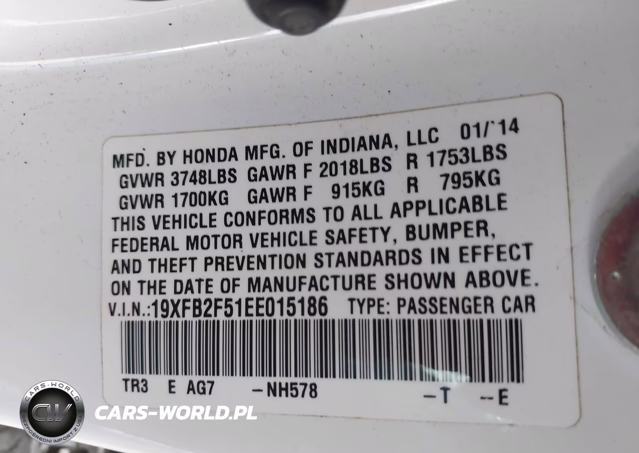 2014 Honda Civic Lx VIN:19XFB2F51EE015186 - 9