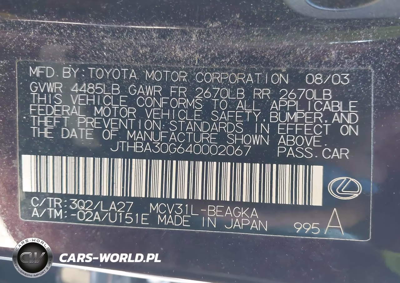 2004 Lexus Es 330 VIN:JTHBA30G640002067 - 9