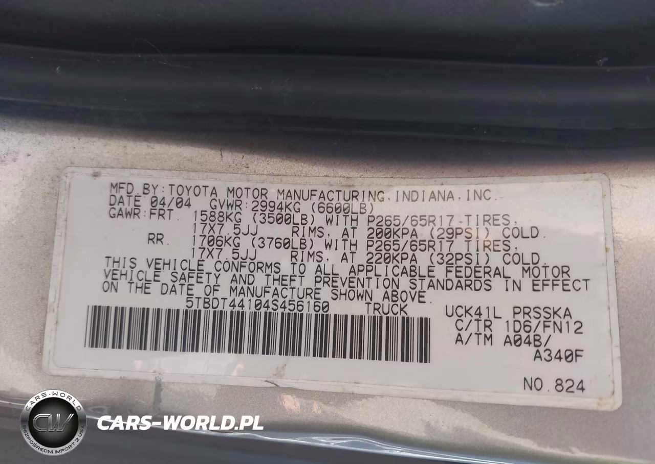 2004 Toyota Tundra Sr5 V8 VIN:5TBDT44104S456160 - 9