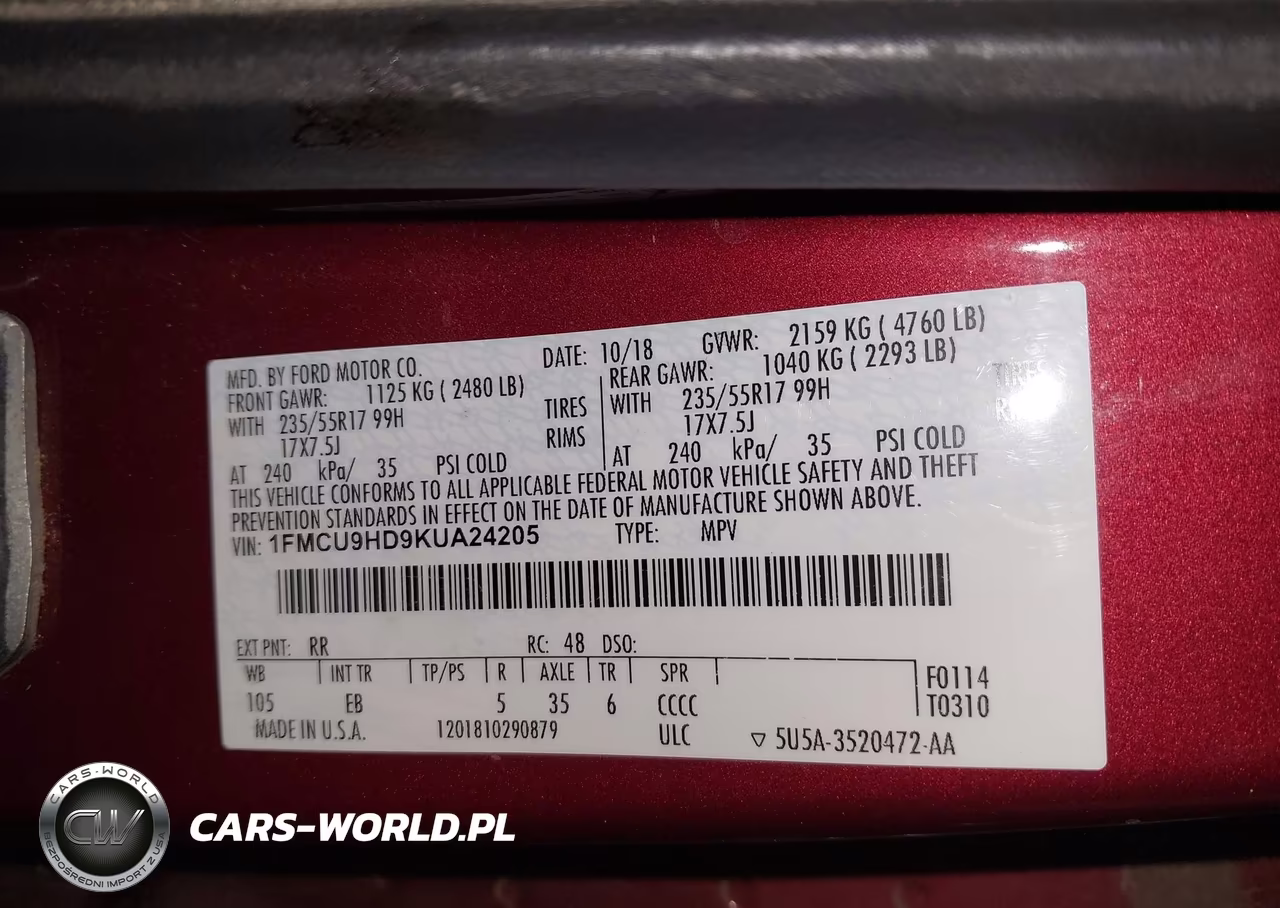 2019 Ford Escape Sel VIN:1FMCU9HD9KUA24205 - 9