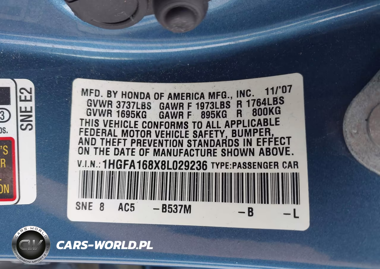 2008 Honda Civic Ex VIN:1HGFA168X8L029236 - 9