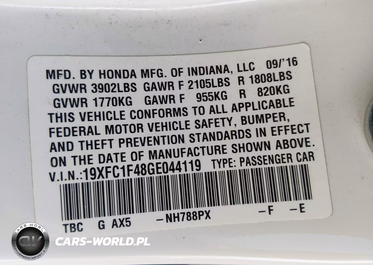 2016 Honda Civic Ex-T VIN:19XFC1F48GE044119 - 9