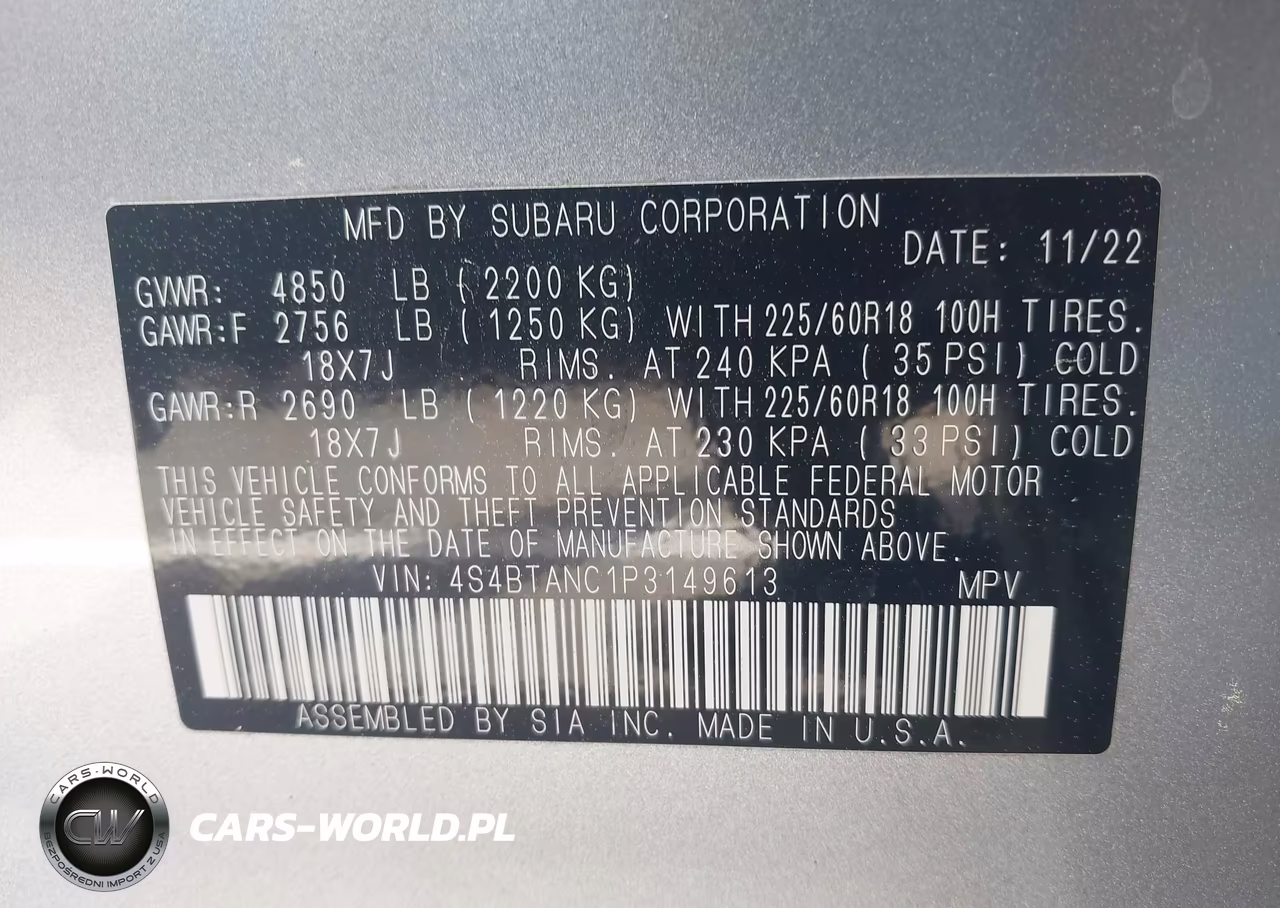 2023 Subaru Outback Limited VIN:4S4BTANC1P3149613 - 9