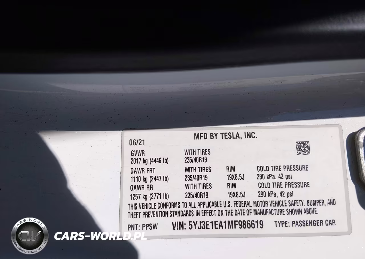 2021 Tesla Model 3 Standard Range Plus Rear-Wheel Drive VIN:5YJ3E1EA1MF986619 - 9