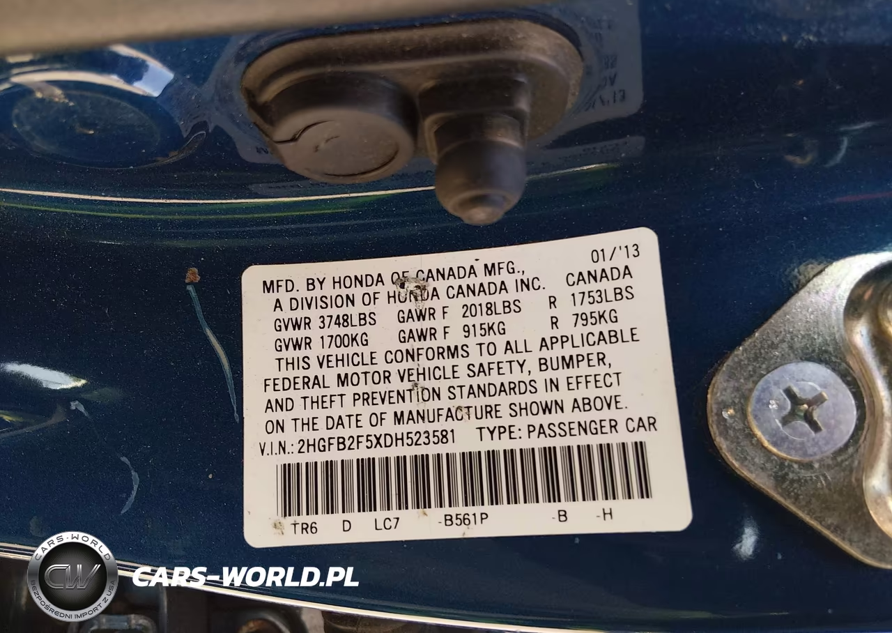 2013 Honda Civic Lx VIN:2HGFB2F5XDH523581 - 9