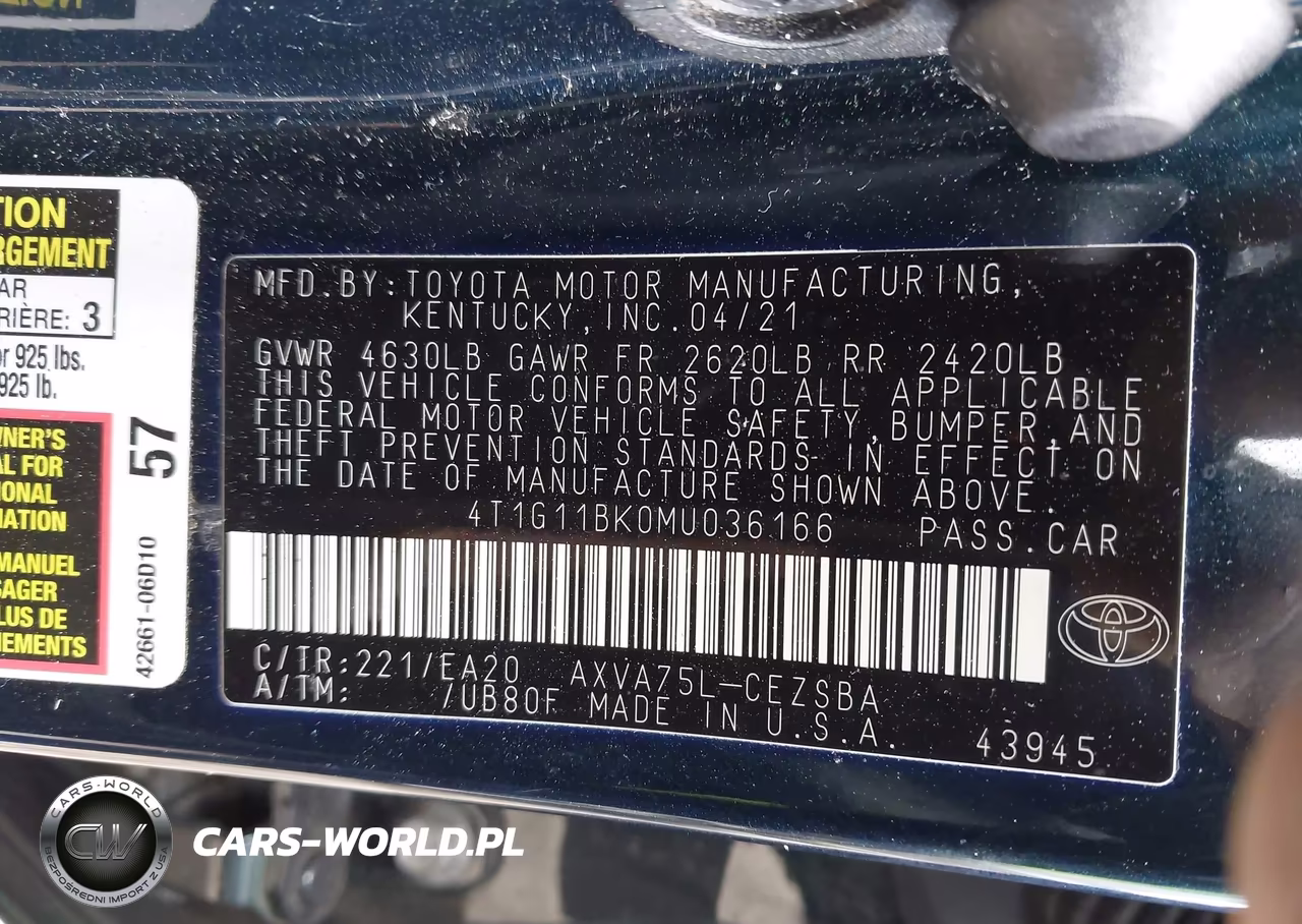 2021 Toyota Camry Se Awd VIN:4T1G11BK0MU036166 - 9