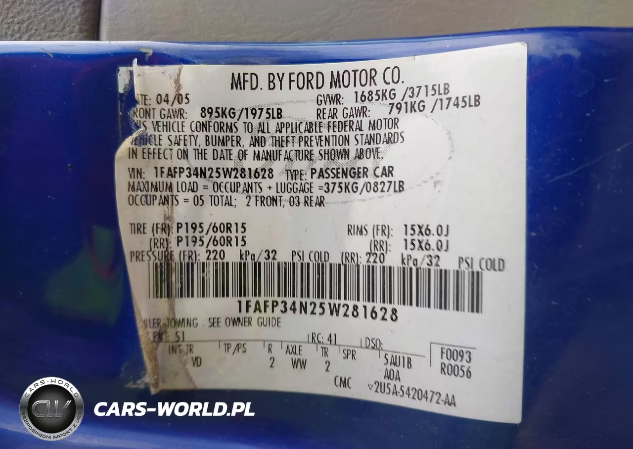 2005 Ford Focus Zx4 VIN:1FAFP34N25W281628 - 9