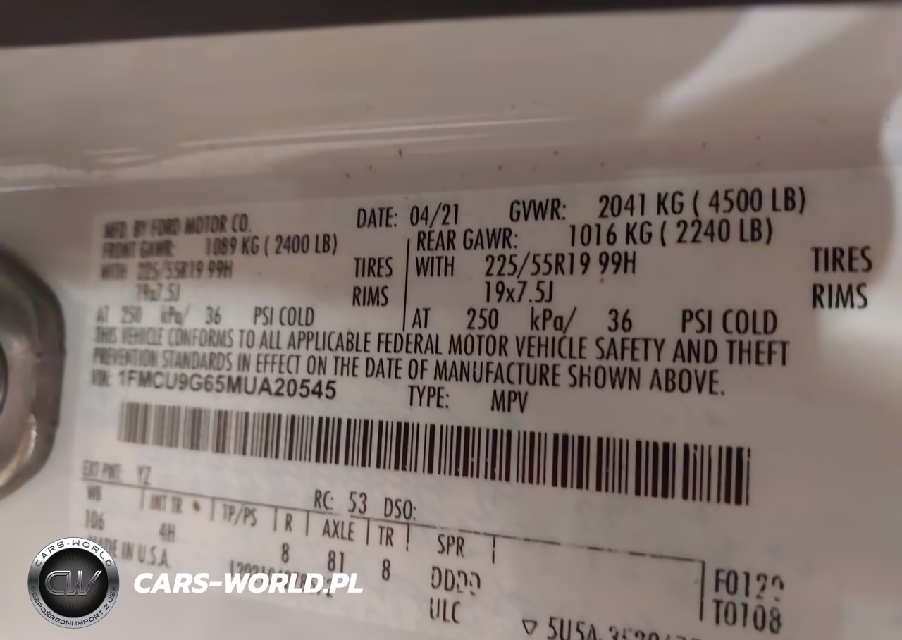 2021 Ford Escape Se VIN:1FMCU9G65MUA20545 - 9