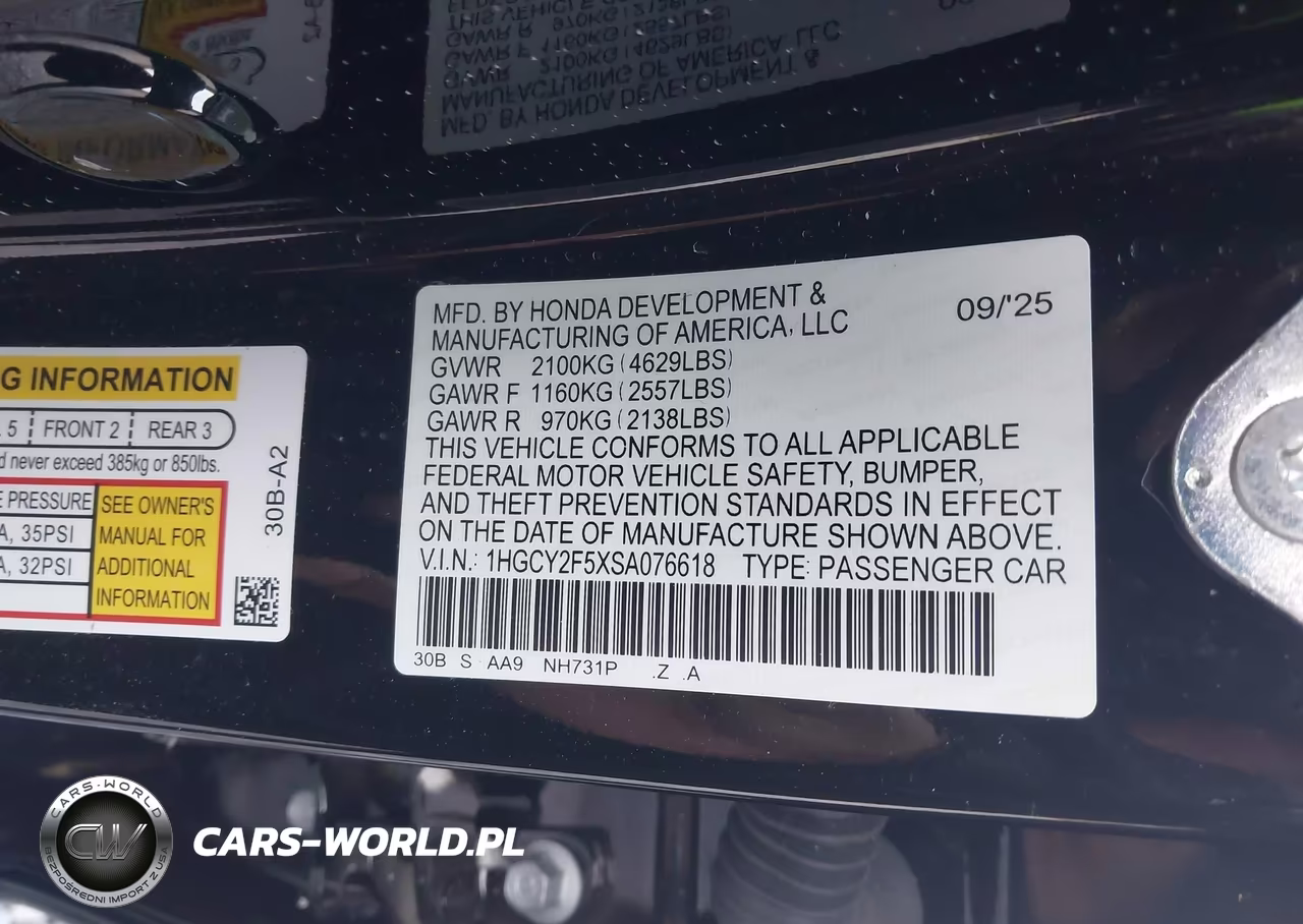 2025 Honda Accord Hybrid Sport VIN:1HGCY2F5XSA076618 - 9