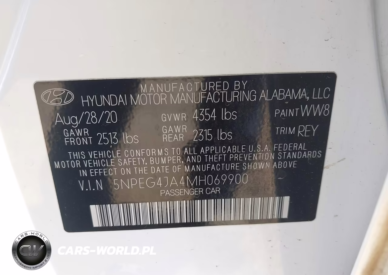 2021 Hyundai Sonata Se VIN:5NPEG4JA4MH069900 - 9