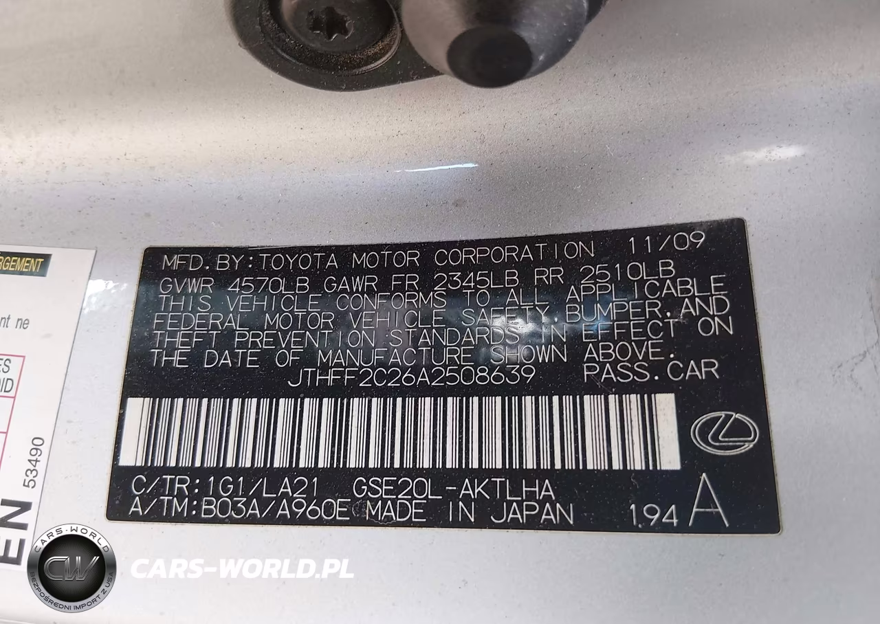 2010 Lexus Is 250C VIN:JTHFF2C26A2508639 - 9