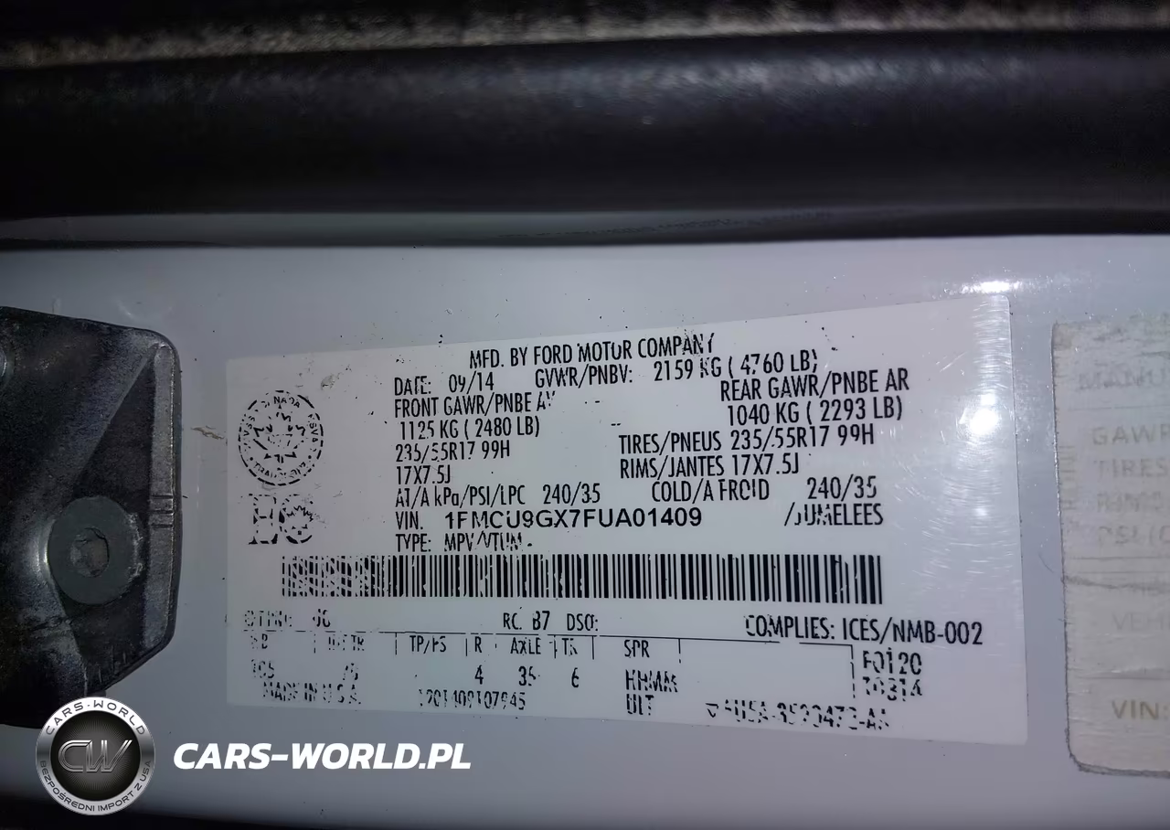 2015 Ford Escape Se VIN:1FMCU9GX7FUA01409 - 9