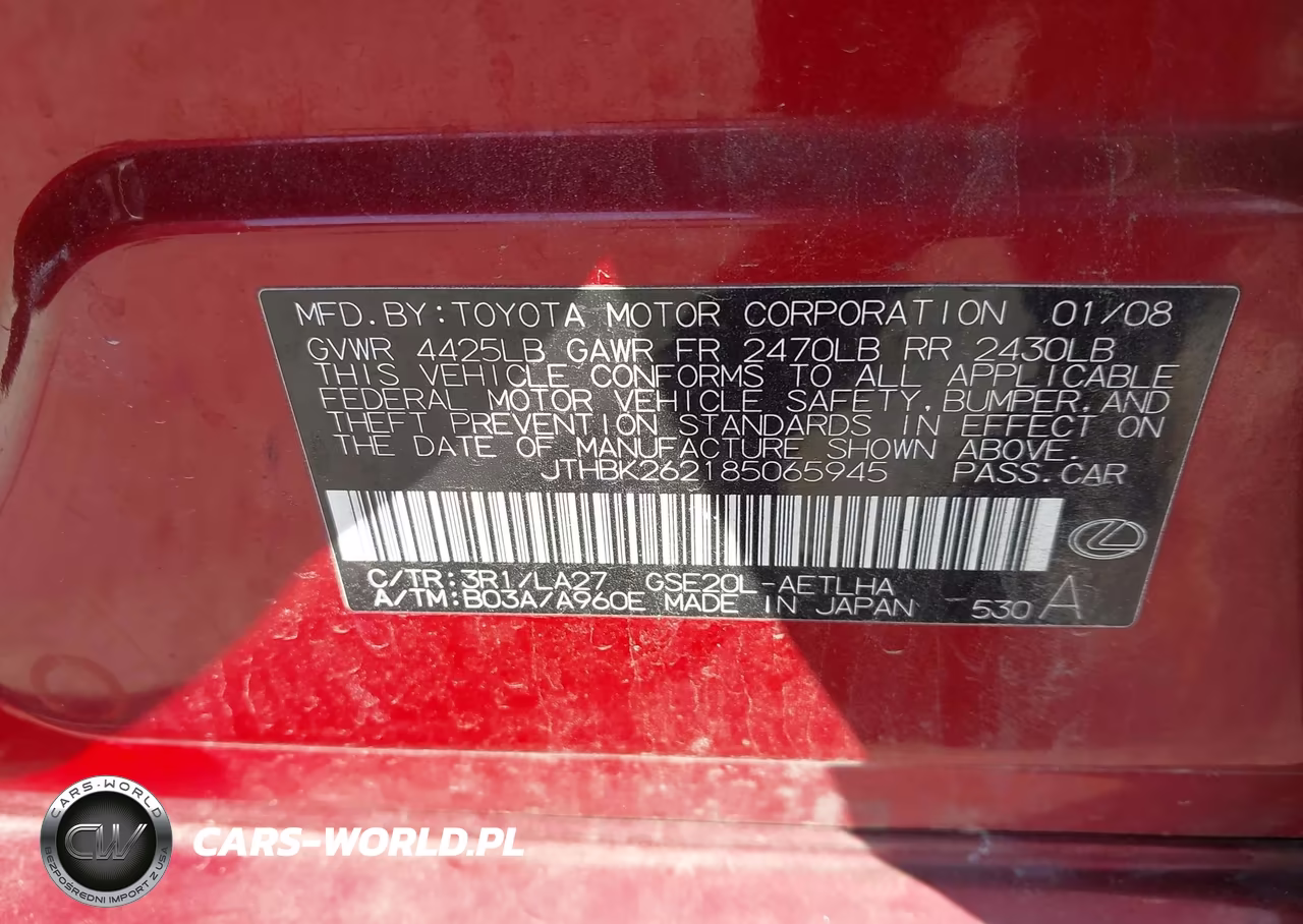 2008 Lexus Is 250 VIN:JTHBK262185065945 - 9