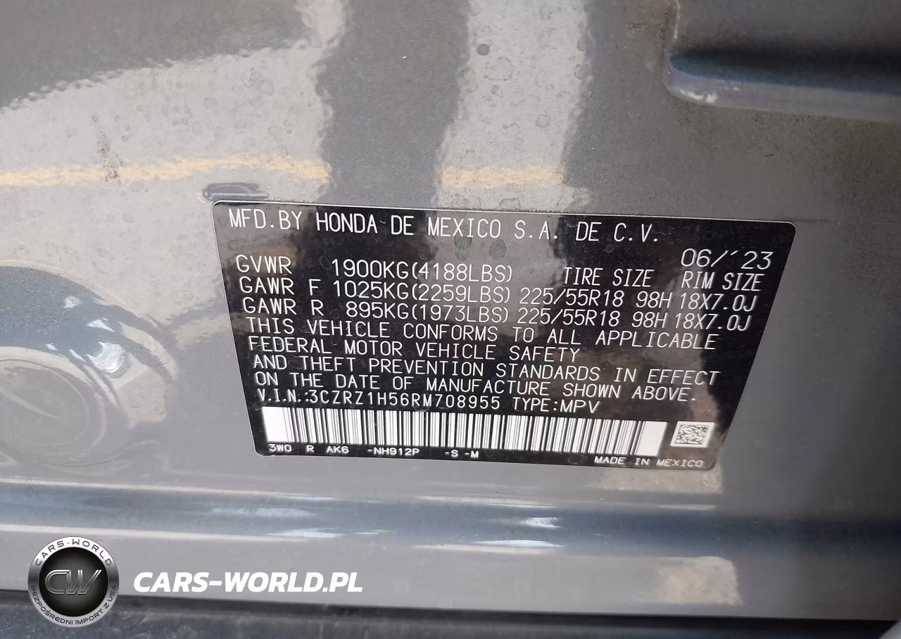 2024 Honda Hr-V 2Wd Sport-2Wd Sport W-O Bsi VIN:3CZRZ1H56RM708955 - 9