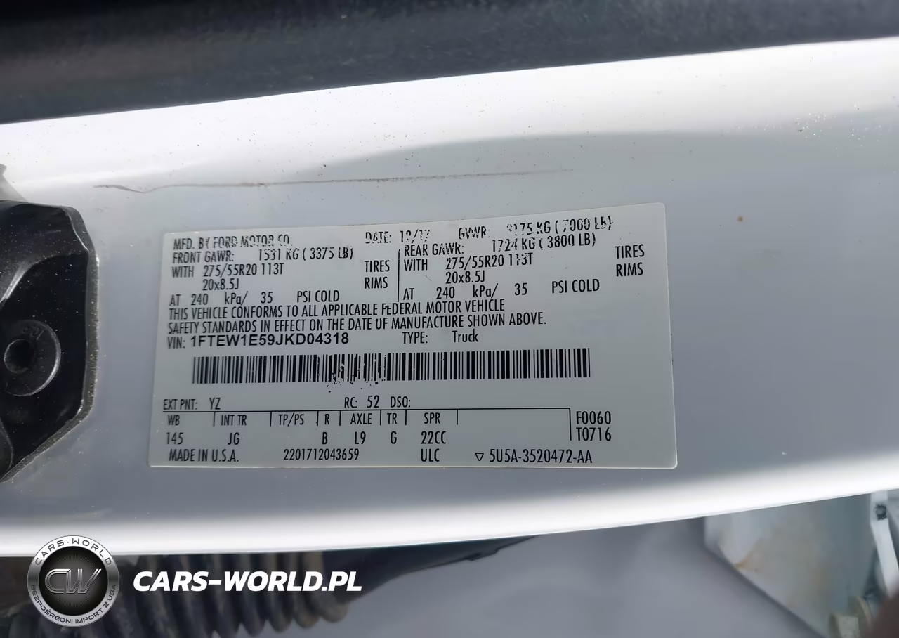 FORD F150 SUPER VIN:1FTEW1E59JKD04318 - 9