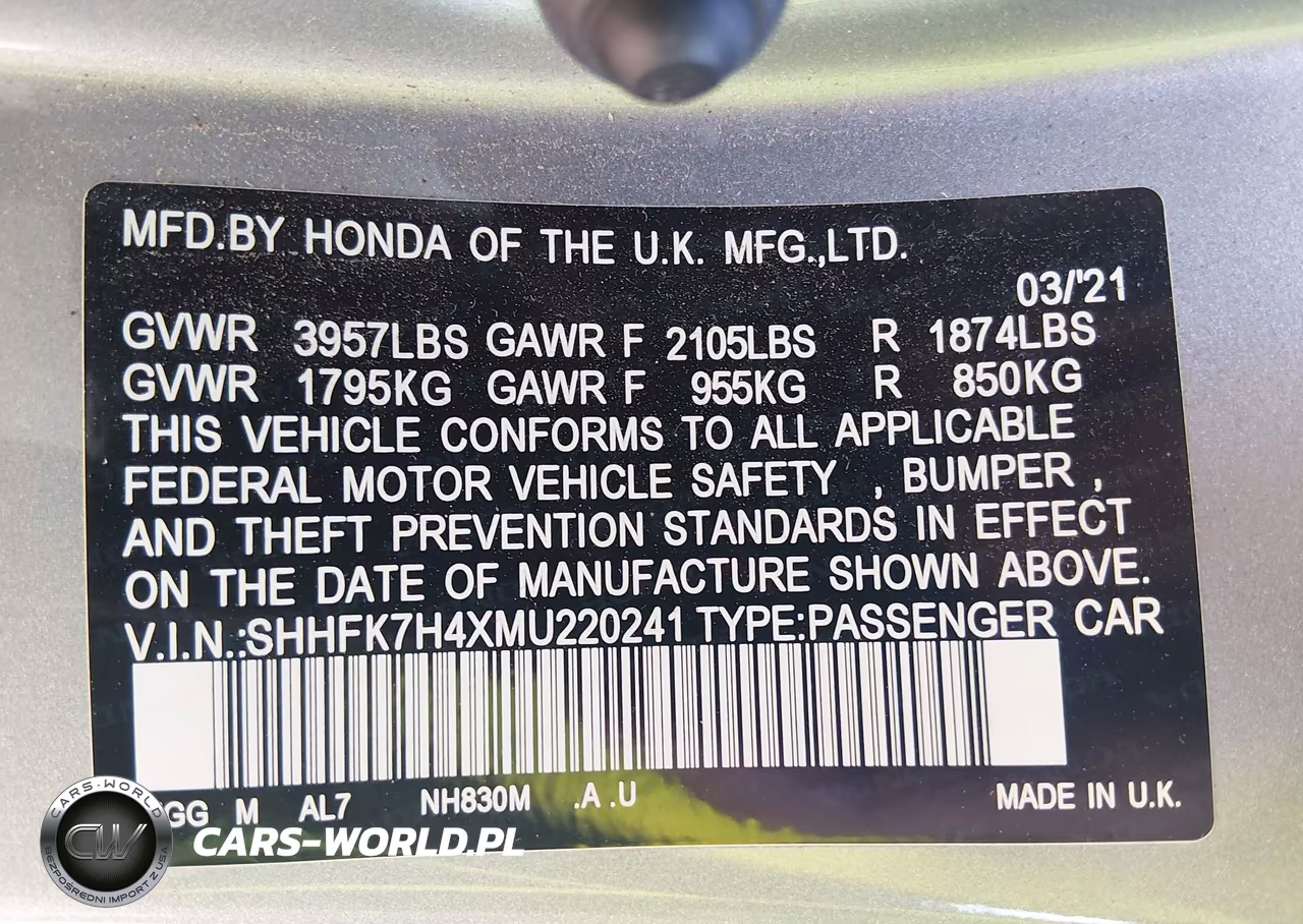 2021 Honda Civic Sport VIN:SHHFK7H4XMU220241 - 9