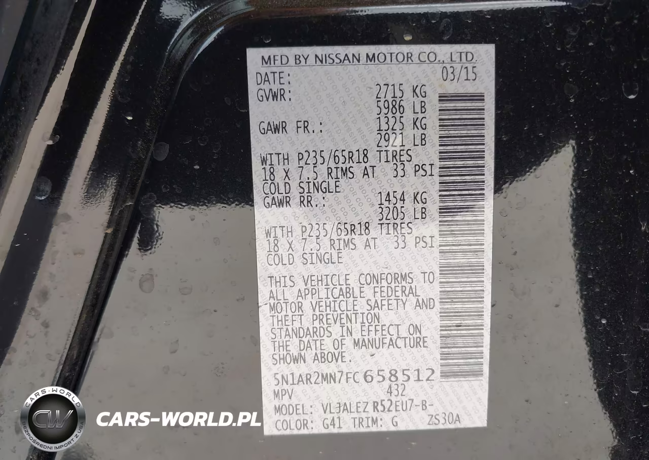 2015 Nissan Pathfinder Platinum-S-Sl-Sv VIN:5N1AR2MN7FC658512 - 9