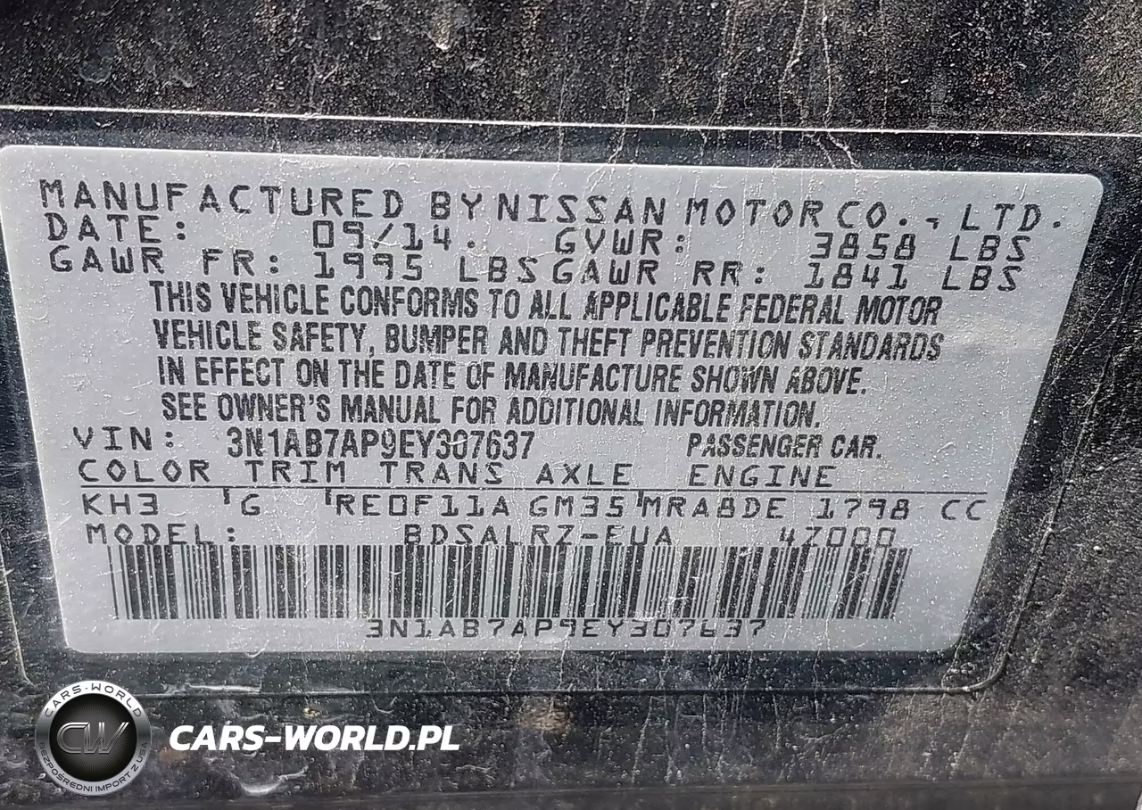 2014 Nissan Sentra Sr VIN:3N1AB7AP9EY307637 - 9