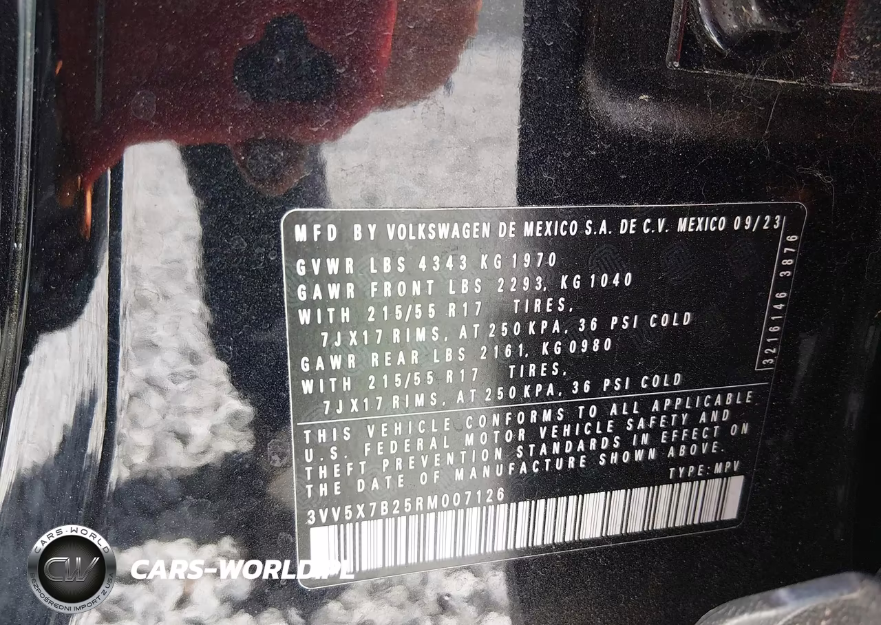2024 Volkswagen Taos 1.5T S VIN:3VV5X7B25RM007126 - 9